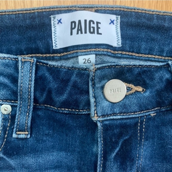 PAIGE Jax Knee Starla Deconstructed Denim Cut Off Shorts Raw Hem 26 - Picture 5 of 13